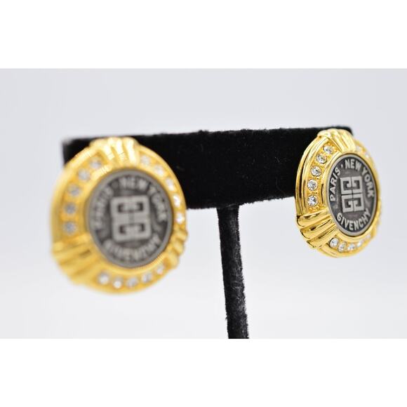 Givenchy Vintage Coin Clip Earrings Logo Medallion Gold Runway Signed 1980s BinX - Picture 5 of 12